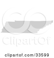 Poster, Art Print Of Gray State Silhouette Of Tennessee United States On A White Background