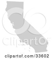 Clipart Illustration Of A Gray State Silhouette Of California United States On A White Background