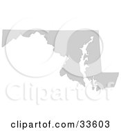 Clipart Illustration Of A Gray State Silhouette Of Maryland United States On A White Background