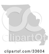 Clipart Illustration Of A Gray State Silhouette Of Missouri United States On A White Background