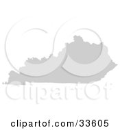 Poster, Art Print Of Gray State Silhouette Of Kentucky United States On A White Background