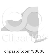 Clipart Illustration Of A Gray State Silhouette Of New York United States On A White Background by Jamers