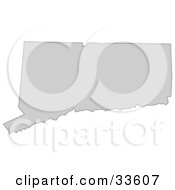 Poster, Art Print Of Gray State Silhouette Of Connecticut United States On A White Background