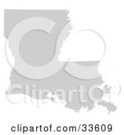Clipart Illustration Of A Gray State Silhouette Of Louisiana United States On A White Background