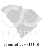 Poster, Art Print Of Gray State Silhouette Of South Carolina United States On A White Background