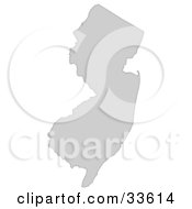 Poster, Art Print Of Gray State Silhouette Of New Jersey United States On A White Background