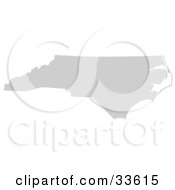 Poster, Art Print Of Gray State Silhouette Of North Carolina United States On A White Background