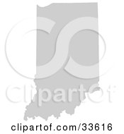 Gray State Silhouette Of Indiana United States On A White Background