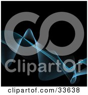 Poster, Art Print Of Black Background With Lines Of Blue Waves