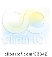 Clipart Illustation Of Waves Of White Twisting Over A Blue And Yellow Background