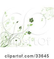 Clipart Illustation Of Green Grasses And Leaves Growing In The Corners Of A White Background