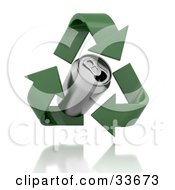 Poster, Art Print Of Green Recycle Arrows Circling Around A Soda Can