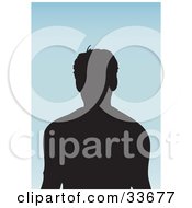 Silhouetted Male Avatar With Some Hair Sticking Up On A Gradient Blue Background by KJ Pargeter
