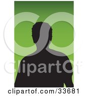 Clipart Illustation Of A Silhouetted Male Avatar With Tousled Hair On A Gradient Green Background
