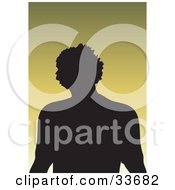 Silhouetted Male Avatar With Textured Hair On A Gradient Green Background