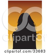 Silhouetted Female Avatar With Long Hair On A Gradient Orange Background
