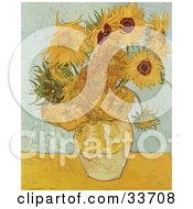 Clipart Illustration Of A Vase Full Of Sunflowers Original By Vincent Van Gogh by JVPD #COLLC33708-0002