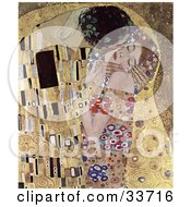 Poster, Art Print Of Abstract Couple Kissing And Embracing Original Titled The Kiss By Gustav Klimt
