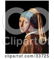 Poster, Art Print Of Pretty Lady Looking Over Her Shoulder Original Titled Girl With A Pearl Earring By Johannes Vermeer