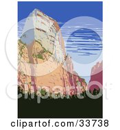 Clipart Illustration Of A Formation In Zion National Park Utah by JVPD