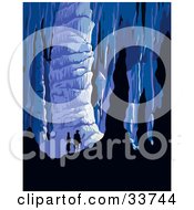 Clipart Illustration Of A Silhouetted Couple Exploring An Underground Cave by JVPD