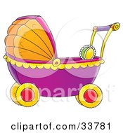 Poster, Art Print Of Rattle In A Purple Orange And Yellow Baby Carriage