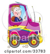 Poster, Art Print Of Business Man Driving A Compact Purple Car