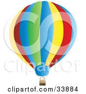 Large Colorful Hot Air Balloon With A Basket