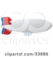 Poster, Art Print Of White Blue And Red Blimp With Viewing Windows