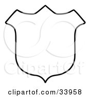 Clipart Illustration Of A White Shield Outlined In Black