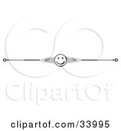 Poster, Art Print Of Black And White Happy Face And Shadow Header Divider Banner Or Lower Back Tattoo Design