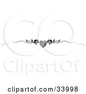 Clipart Illustration Of A Black And White Grunge Heart With Flowers And Vines Header Divider Banner Or Lower Back Tattoo Design by C Charley-Franzwa
