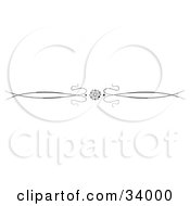 Clipart Illustration Of A Black And White Daisy Flower With Ribbons Header Divider Banner Or Lower Back Tattoo Design by C Charley-Franzwa