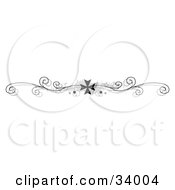 Poster, Art Print Of Black And White Elegant Iron Cross With Scrolls And Grunge Header Divider Banner Or Lower Back Tattoo Design