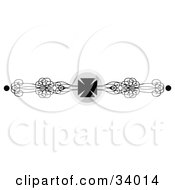 Black And White Iron Cross And Ornate Scrolls Header Divider Banner Or Lower Back Tattoo Design