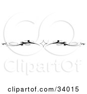 Clipart Illustration Of A Black And White Diamond And Scroll Header Divider Banner Or Lower Back Tattoo Design by C Charley-Franzwa #COLLC34015-0078