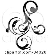 Clipart Illustration Of A Black Scroll With Four Different Curling Ends by OnFocusMedia