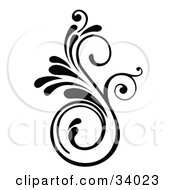 Clipart Illustration Of A Curly S Shaped Scroll In Black And White by OnFocusMedia #COLLC34023-0049