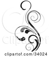 Clipart Illustration Of A Curly Leaved Black Scroll by OnFocusMedia