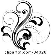 Clipart Illustration Of A Black Scroll With Curly Leaves And Dots by OnFocusMedia #COLLC34028-0049