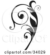 Clipart Illustration Of An Elegant Black Curly Vine Scroll