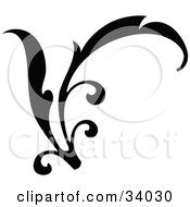 Clipart Illustration Of A Curving Black Branch Scroll
