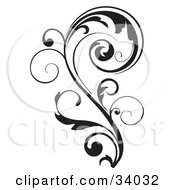 Clipart Illustration Of A Black Vine Curling Over In The Shape Of A P by OnFocusMedia #COLLC34032-0049