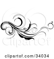 Clipart Illustration Of A Long Black Flourish Scroll by OnFocusMedia #COLLC34034-0049