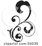 Clipart Illustration Of A Black Bold Curling Vine Scroll by OnFocusMedia