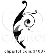 Clipart Illustration Of A Curly Black Scroll Facing Right