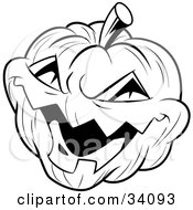 Clipart Illustration Of An Evil Laughing Carved Halloween Jack O Lantern by Lawrence Christmas Illustration #COLLC34093-0086