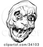 Clipart Illustration Of An Evil Bandaged Mummy Head With One Eyeball
