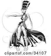 Clipart Illustration Of The Bride Of Frankenstein In A Sexy Dress And Boots Pointing To The Left