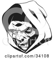 Clipart Illustration Of The Head Of The Grim Reaper Partially In Shadow Under A Hood